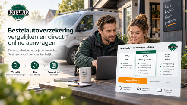 Ondernemers vergelijken online een bestelautoverzekering voor hun bestelbus en kiezen tussen WA, beperkt casco en allrisk